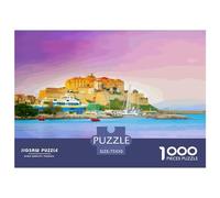 Puzzle 1000 pièces Calvi Corse Mer Plage pour Adultes Puzzles en Bois Casse-têtes pour Enfants 1000pcs (75x50cm)