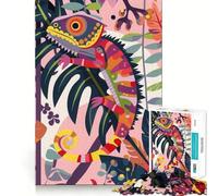 Puzzle 1000 pièces Caméléon Abstrait Plat Lisse à Assembler Jeu de Réflexion Amusant Jeu Décontracté Décoration de Noël (50x75cm)