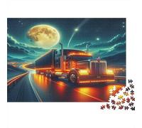 Puzzle 1000 pièces Camion Autoroute Lune Anti-Stress Jeu cérébral Carton épais Premium Adultes Enfant Cadeau 52x38cm