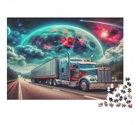 Puzzle 1000 pièces Camion Autoroute Planète Couleurs Vives Précis Carton Premium Débutants Amateurs Puzzle 52x38cm