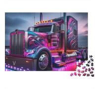 Puzzle 1000 pièces « Camion néon » Style Cyberpunk, 38 x 26 cm, idéal pour Un Jeu éducatif Adulte, la décoration intérieure et comme Cadeau d'anniversaire Stimulant et Difficile.