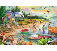 Bluebird Puzzle - Adrian Chesterman, Camp d'Été de Lakeside - Puzzle 1000 Pièces - Vacances au Bord du Lac - Fabriqué en France