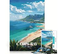 Puzzle 1000 pièces Camps Bay,Afrique du Sud Affiche de Voyage Découpe soignée Décoration Pensée logique Jeu Calme Décoration de Noël Cadeau (38x26cm)