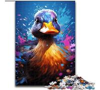 Puzzle 1000 pièces Canard coloré en Bois, idée Cadeau de Noël, Illustration Humoristique, Illustration détaillée 50x75cm. Un pour Noël ou Un Anniversaire.