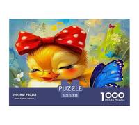 Puzzle 1000 pièces Canard Jaune décoration Murale | Poussin nœud à Pois Papillon Mignon Vibrant idée Cadeau et activité pour Adultes et Enfants 52x38cm