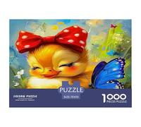 Puzzle 1000 pièces Canard Jaune pour Adultes et Enfants détaillé | Poussin nœud à Pois Papillon Mignon Vibrant extrêmement Difficile idée Cadeau 70x50cm