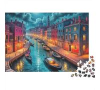 Puzzle 1000 pièces«Canaux de Venise»au crépuscule,en Carton Lisse et Mat.Un Passe-Temps Calme idéal pour Les passionnés,Les Adultes et Les Couples(Niveau avancé).Dimensions:52 x 38 cm.