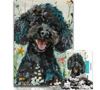 Puzzle 1000 pièces Caniche Aquarelle Puzzle 1000 pièces pour Adolescents Jeu éducatif défi pour Femmes et Hommes (26x38cm)