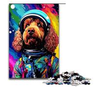 Puzzle 1000 pièces Caniche Astronaute par SplattersLots de Puzzles épais en Bois de Couleur Jeux éducatifs Décoration de la Maison 75x50cm