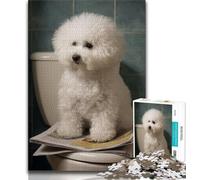 Puzzle 1000 pièces Caniche aux Toilettes pour Adultes et Adolescents Jouet éducatif et décompressant Cadeau du Père Noël Secret (50x75cm)