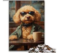 Puzzle 1000 pièces Caniche Buvant du café pour Adultes et Adolescents, adapté aux 14 Ans et Plus Un Plaisir en Famille pour Toute la Famille (26x38cm)