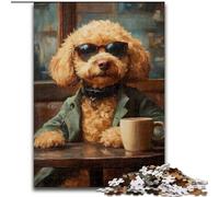 Puzzle 1000 pièces Caniche Buvant du café Puzzle 1000 pièces Jeu de réflexion pour Adolescents, pour Une soirée de Jeux en Famille (Taille 50x75cm)