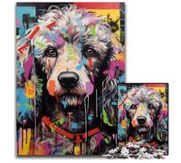 Puzzle 1000 pièces Caniche Graffiti Puzzles en Bois pour Adultes Casse-tête Stimulant - Jouet Relaxant pour Adolescents 50x75cm / 19,68x29,52 Pouces