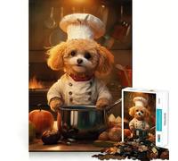 Puzzle 1000 pièces Caniche Nain Chef Découpe Impeccable Jeu de logique Amusant Jeu Gratuit Activité d'anniversaire (38x26cm)