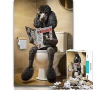 Puzzle 1000 pièces Caniche Noir aux Toilettes Puzzles pour Adolescents 1000 pièces, Jouets éducatifs, idéal comme Cadeau pour Toute la Famille 50x75cm