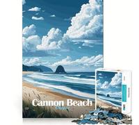 Puzzle 1000 pièces Cannon Beach Oregon Neat Cut Decor Logique Pensée Jeu Calme Temps de Jeu Décoration de Noël Cadeau (38x26cm)