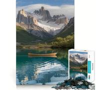 Puzzle 1000 pièces Canoë sur lac avec reflet de Montagne Bord Parfait Jeu cognitif Jeu Lent Décoration Artistique de Noël (50x75cm)