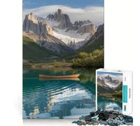 Puzzle 1000 pièces Canoë sur lac avec reflet de Montagne Décoration soignée Découpe décorative Jeu de logique et de Calme Décoration de Noël Cadeau (38x52cm)