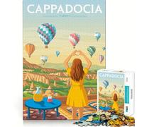 Puzzle 1000 pièces Cappadoce Vallée de l'amour Turquie Illustration de Voyage Découpe Impeccable Jeu de logique Amusant Jeu Gratuit Activité d'anniversaire (38x52cm)