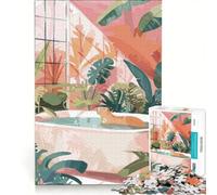Puzzle 1000 pièces Capybara dans Une Baignoire avec Plantes Tropicales, Jeu de réflexion, Cadeau d'anniversaire, avec pièces de Formes aléatoires Parfaitement emboîtables 50x75cm