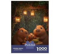 Puzzle 1000 Pièces Capybara Family Dinner in The Rain pour Adolescents - Jeu De Réflexion - Cadeaux pour Femmes - Idées Cadeaux Uniques pour Un Anniversaire Ou Noël 52x38cm/1000pcs