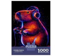 Puzzle 1000 Pièces Capybara Gamer with Neon Headphones Puzzles pour Adolescents - Anti-Stress - Défi Éducatif - Cadeau d'anniversaire Unique 70x50cm/1000pcs