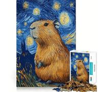Puzzle 1000 pièces Capybara Nuit étoilée Décoration Bords Nets Jeu cognitif Jouet Facile à gérer Amusant Cadeau de Loisirs de Noël (50x75cm)