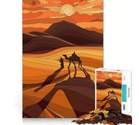 Puzzle 1000 pièces Caravane de chameaux dans Un Paysage désertique Art Assemblage Parfait Jeu de réflexion Artistique Cadeau d'anniversaire Amusant (50x75cm)