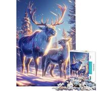 Puzzle 1000 pièces Caribou Mère et Son Petit Jeu Manuel et éducatif Cadeau de Père Noël Secret Décoration Parfaite (Dimensions 38x26cm)