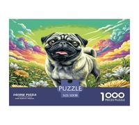 Puzzle 1000 Pièces Carlin dans Un Champ coloré pour Adultes Et Enfants Difficile DIY Jigsaw Puzzle, Familial-Activité Manuelle 52x38cm/1000pcs