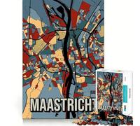 Puzzle 1000 pièces Carte de la Ville de Maastricht,Pays-Bas,découpe précise,Jeu d'art et de développement cognitif,Loisirs Amusants,Cadeau apaisant de Noël (50x75cm)