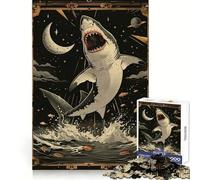 Puzzle 1000 pièces Carte de Tarot Requin Blanc pour Adultes Souvenirs, Lumière, Plaisir, Bords précis, Cadeau Symbolique (50x75cm)