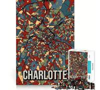 Puzzle 1000 pièces Carte rétro de Charlotte,Bords Fins,activité intellectuelle stimulante et relaxante,Cadeau de Noël Amusant (38x26cm)