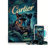 Puzzle 1000 pièces Cartier Panthère Majesté Découpe Impeccable Jeu de logique Amusant et Gratuit,activité d'anniversaire (38x26cm)