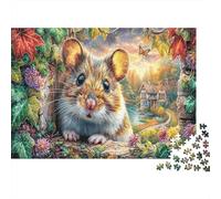 Puzzle 1000 pièces Carton Hamster dans Le Jardin,70x50cm, Hamster Mignon en Gros Plan, éducatif Enfants, développement cognitif, entraînement cérébral, Casse-tête Mental