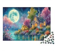 Puzzle 1000 pièces Carton Kiosque de Jardin,52x38cm, Cottage au Bord du lac, Toute la Famille, Cadeau Anniversaire/déménagement, activité à la Maison