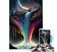 Puzzle 1000 pièces Cascade Arc-en-Ciel Défi intellectuel Jeu addictif et Manuel Cadeau d'anniversaire Cadeau de Père Noël Secret (Dimensions 38x52cm)