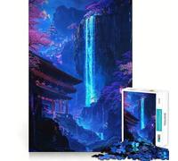 Puzzle 1000 pièces Cascade de Sakura Néon pour Adolescents, Jouet Intelligent pour Jouer à l'intérieur, Bords Lisses, Collection d'œuvres d'art (38x52cm)