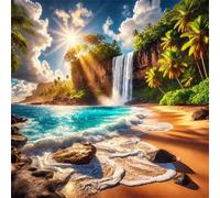 Puzzle 1000 pièces Cascade d'île Tropicale,Puzzles pour Adultes Jeux d'activités Familiales,Puzzle à Faire Soi-même pour Décoration Murale de la Maison