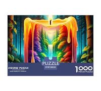 Puzzle 1000 pièces Cascade Forêt aux Bougies pour Adultes et Enfants - Portail Magique forêt aux Bougies, Jeu très Difficile 38x26cm