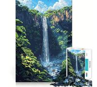 Puzzle 1000 pièces Cascade Nature Pixel Art Bords Nets Décoration Jeu cognitif Jouet Facile à gérer Amusant Cadeau de Noël Loisirs (38x26cm)