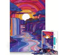 Puzzle 1000 pièces Cascade sereine au Coucher du Soleil Cadeau pour Adultes Jeu de logique et de réflexion Découpe précise Cadeau élégant (38x26cm)