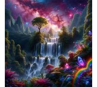 Puzzle 1000 pièces Cascade sous Un Ciel étoilé Arc-en-Ciel,Puzzles pour Adultes Jeux d'activités Familiales,Puzzle à Faire Soi-même pour Décoration Murale de la Maison