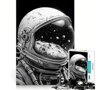 Puzzle 1000 pièces Casque d'astronaute avec Lune Découpe Lisse Jeu de réflexion Cadeau détente et Divertissement Pièce Artistique de Noël (38x52cm)