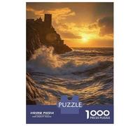 Puzzle 1000 Pièces Castle Sunset Over Ocean Puzzles pour Adultes - Cadeau d'anniversaire - Jeu Difficile Et Stimulant - Cadeaux 52x38cm/1000pcs