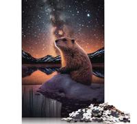 Puzzle 1000 pièces Castor sous Les étoiles, difficulté : Puzzle éducatif, Jeu, Cadeau de Noël, 1000 pièces (75 x 50 cm)