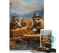 Puzzle 1000 pièces Castor Steampunk Occupé,Découpe soignée,Décoration,Jeu de réflexion,Cadeau,Activité Calme pour Un Anniversaire (38x52cm)