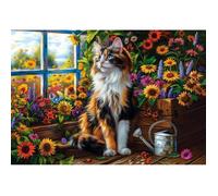 Castorland - Puzzle 1000 pièces - Blooming Cat Meditation - Paysage floral, adulte - C-105342-2