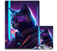 Puzzle 1000 pièces Cat Neon Art pour Adultes, Puzzles pour Adultes, défi cérébral, activité éducative pour Adolescents, 26x38cm
