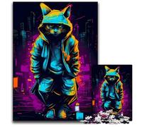 Puzzle 1000 pièces Cat Neon Art, Puzzle Impossible pour Adultes, Jeu interactif Familial, défi cérébral, Cadeau 26x38cm/10,23x14,96 Pouces